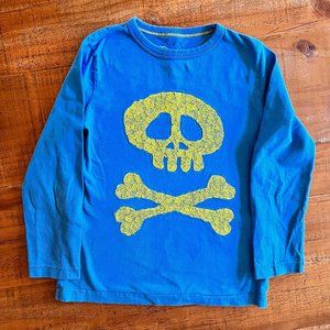 Boys Mini Boden Blue Skull Long Sleeve Tee Size 6-7